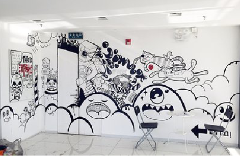 龙山手绘墙并非传统涂鸦。